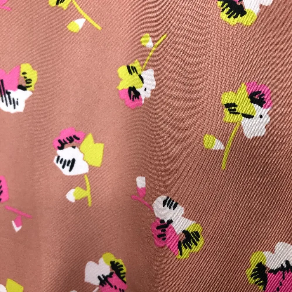 J. Crew Pants Pink Floral Pansies Print Satin Skinny Leg Pull On Trouser 0